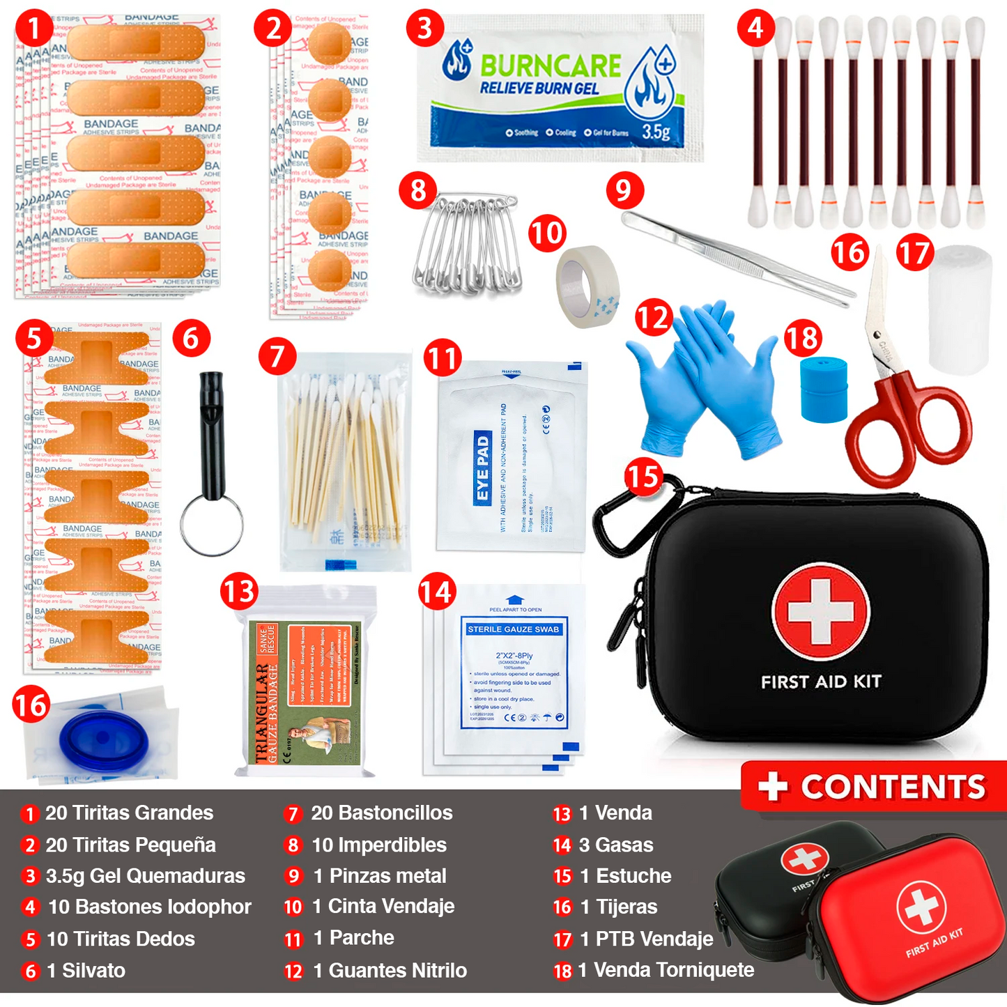 Botiquín de Primeros Auxilios 72h | Kit de Supervivencia Europa 103 Piezas